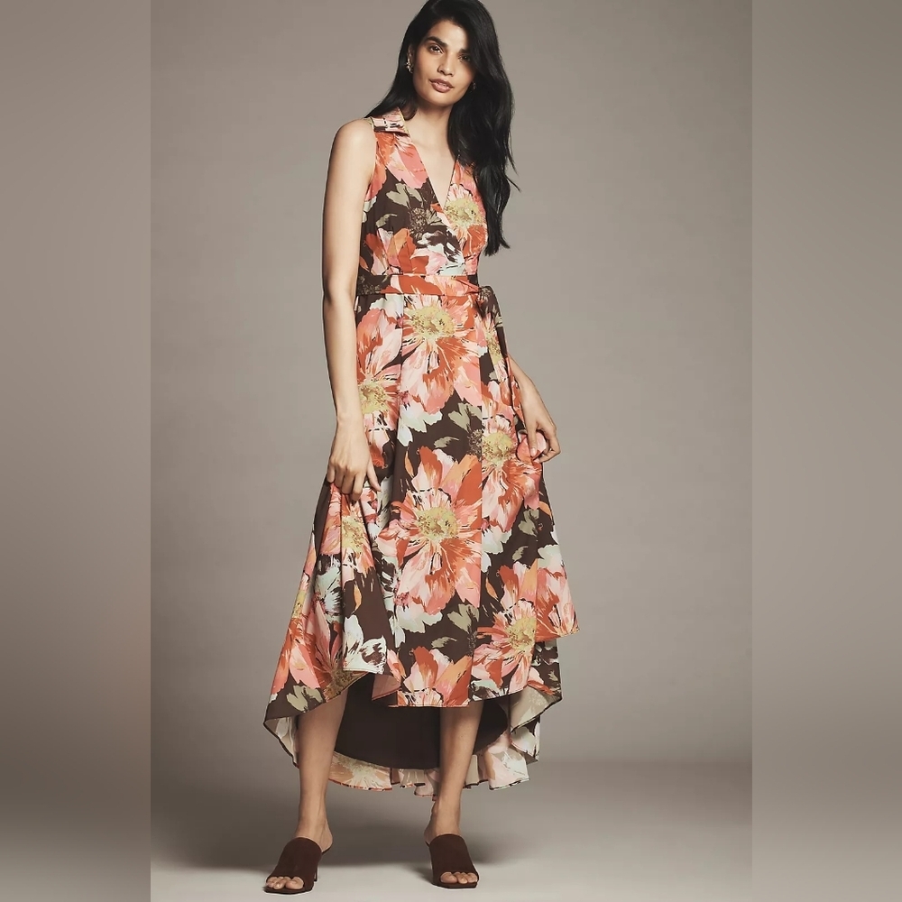 Hutch Velva Sleeveless Collared Wrap Midi Dress, Size XL, NWT